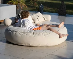 Clearance Bain de soleil rond et moelleux beige diamètre 1m80