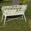Banc de jardin esprit rétro en fonte esprit fer forgé blanc vieilli "Gardénia" 1m Décoration