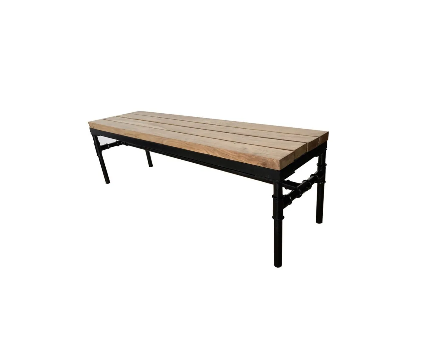 New Banc industriel en bois d’acacia massif et métal "Garden" Banc