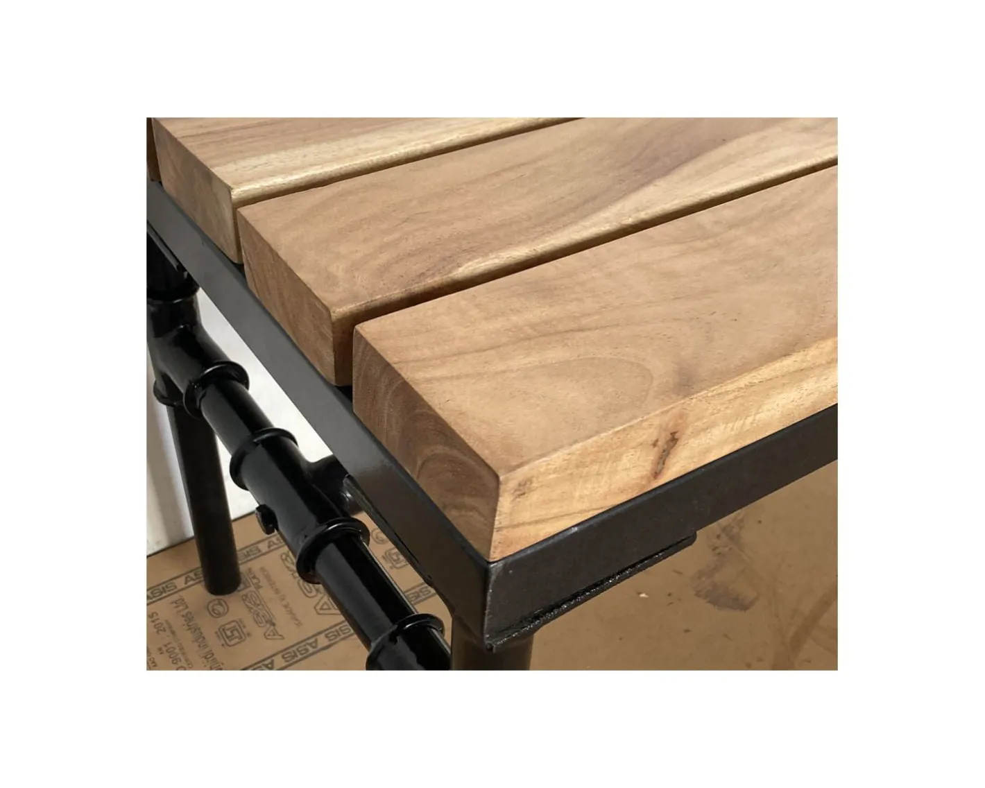 New Banc industriel en bois d’acacia massif et métal "Garden" Banc