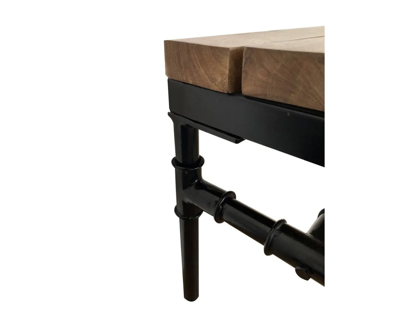 New Banc industriel en bois d’acacia massif et métal "Garden" Banc