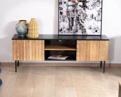 Best Banc TV 160 cm deux portes en frêne massif huilé