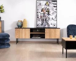 Best Banc TV 160 cm deux portes en frêne massif huilé