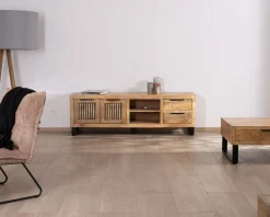 Outlet Banc TV 175 cm en manguier et pieds métal