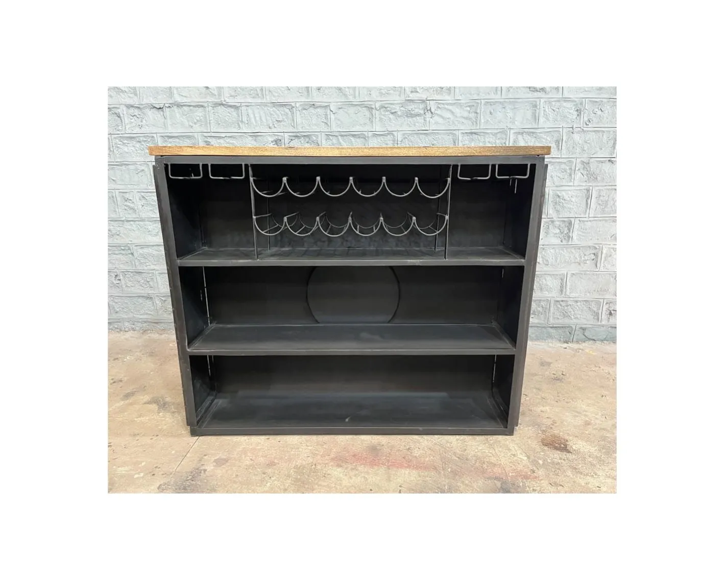 Clearance Bar métal et bois style récup multi rangements "Crazy" avec hélice Meuble De Bar