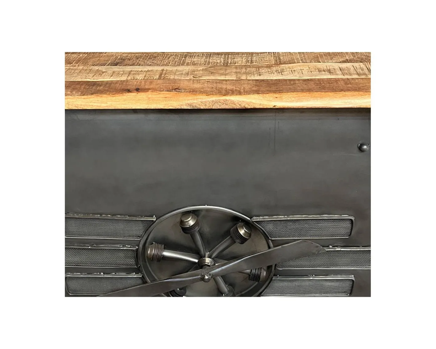Clearance Bar métal et bois style récup multi rangements "Crazy" avec hélice Meuble De Bar