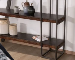 Discount Bibliothèque design épuré en acacia et métal 