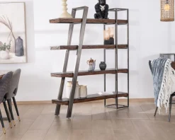 Discount Bibliothèque design épuré en acacia et métal 