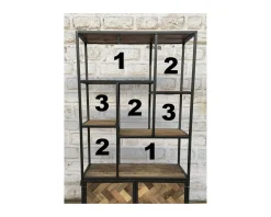 Discount Bibliothèque industrielle 180x90 cm métal gris et manguier "Kaloupilé" Bibliothèque