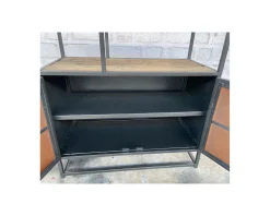 Discount Bibliothèque industrielle 180x90 cm métal gris et manguier 