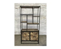Discount Bibliothèque industrielle 180x90 cm métal gris et manguier 