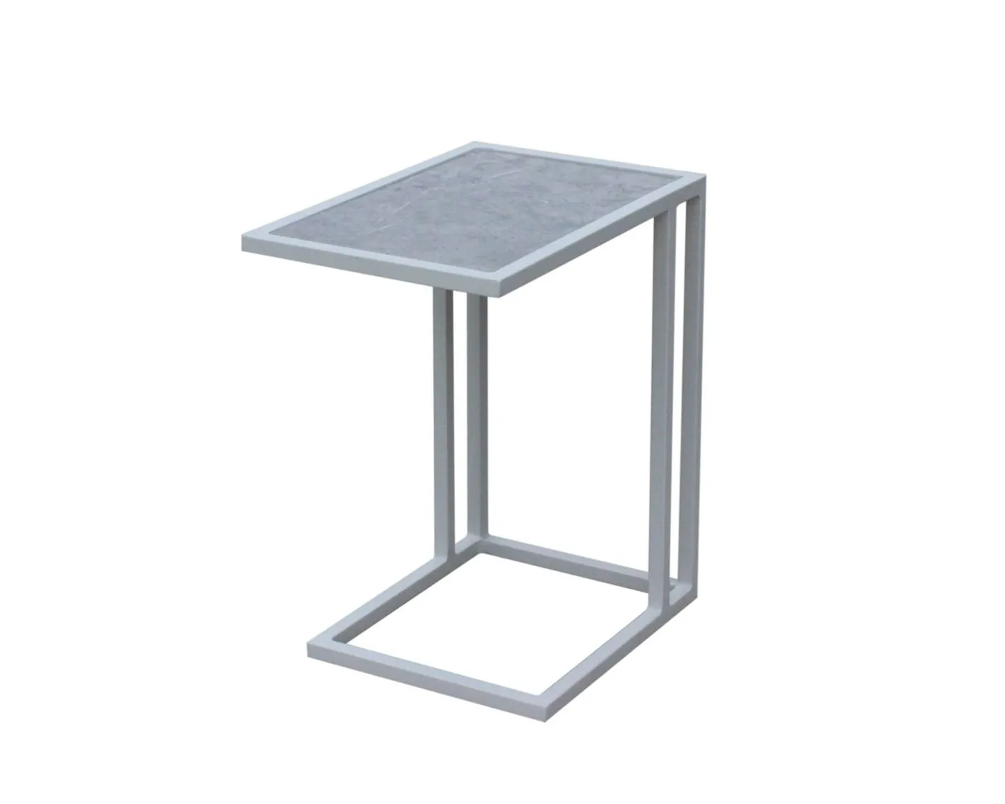 Clearance Bout de canapé blanc plateau céramique "Terrasse" Table Basse Rectangulaire