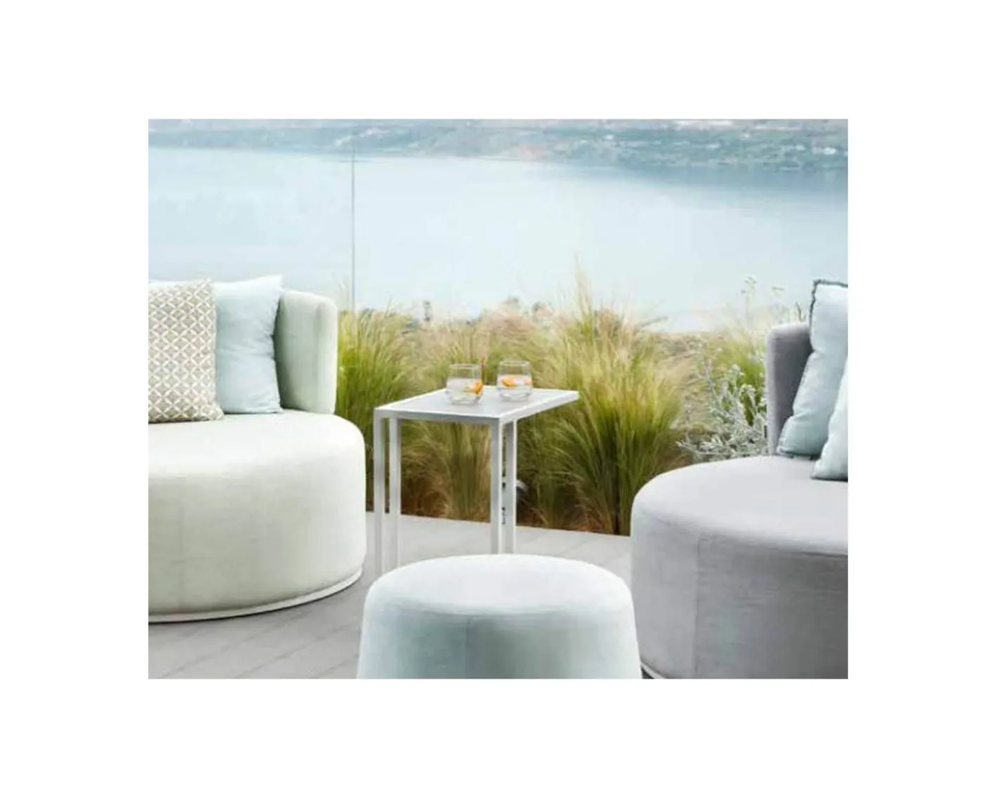 Clearance Bout de canapé blanc plateau céramique "Terrasse" Table Basse Rectangulaire