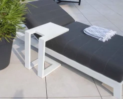 Sale Bout de canapé design en aluminium blanc "Lazy Beach" Table Basse Rectangulaire