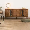 Best Buffet bas acacia massif et pieds métal noirs "Membatu" 175cm portes et tiroirs style ethnique Buffet Et Bahut