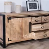 Sale Buffet bas industriel en bois d’acacia naturel et métal "Montréal" Buffet Et Bahut