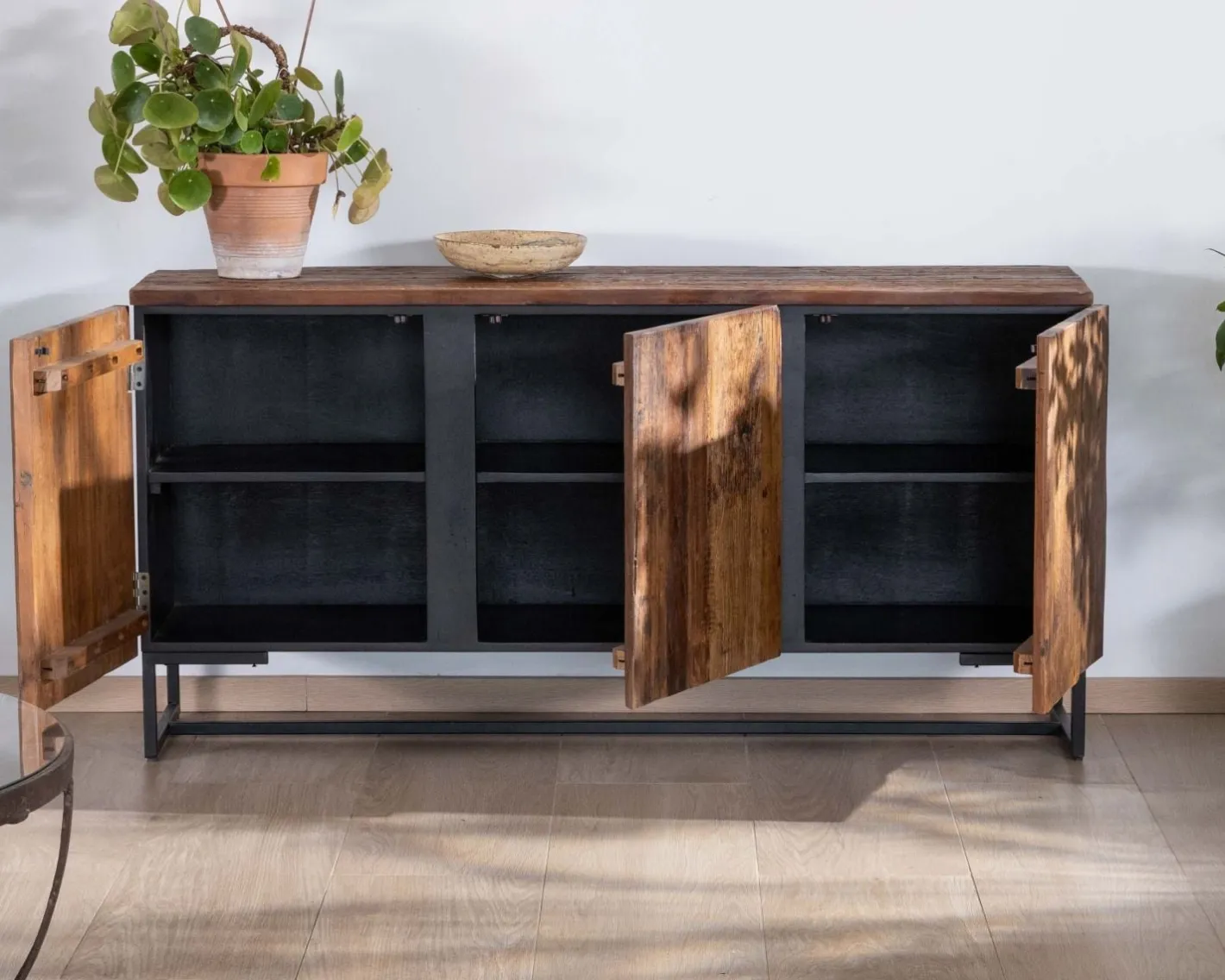 Online Buffet bas 3 portes acacia massif 150cm "Cachou chic" Buffet Et Bahut