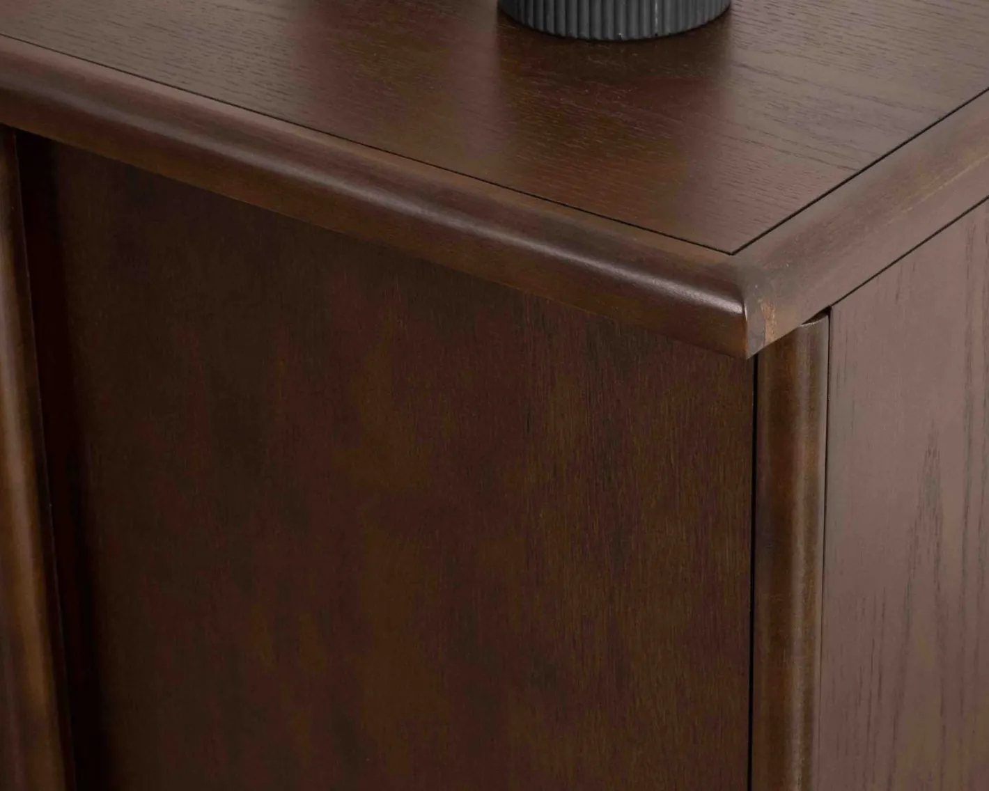 Outlet Buffet bas 4 portes esprit japandi "Laumie" teinte foncée Buffet Et Bahut