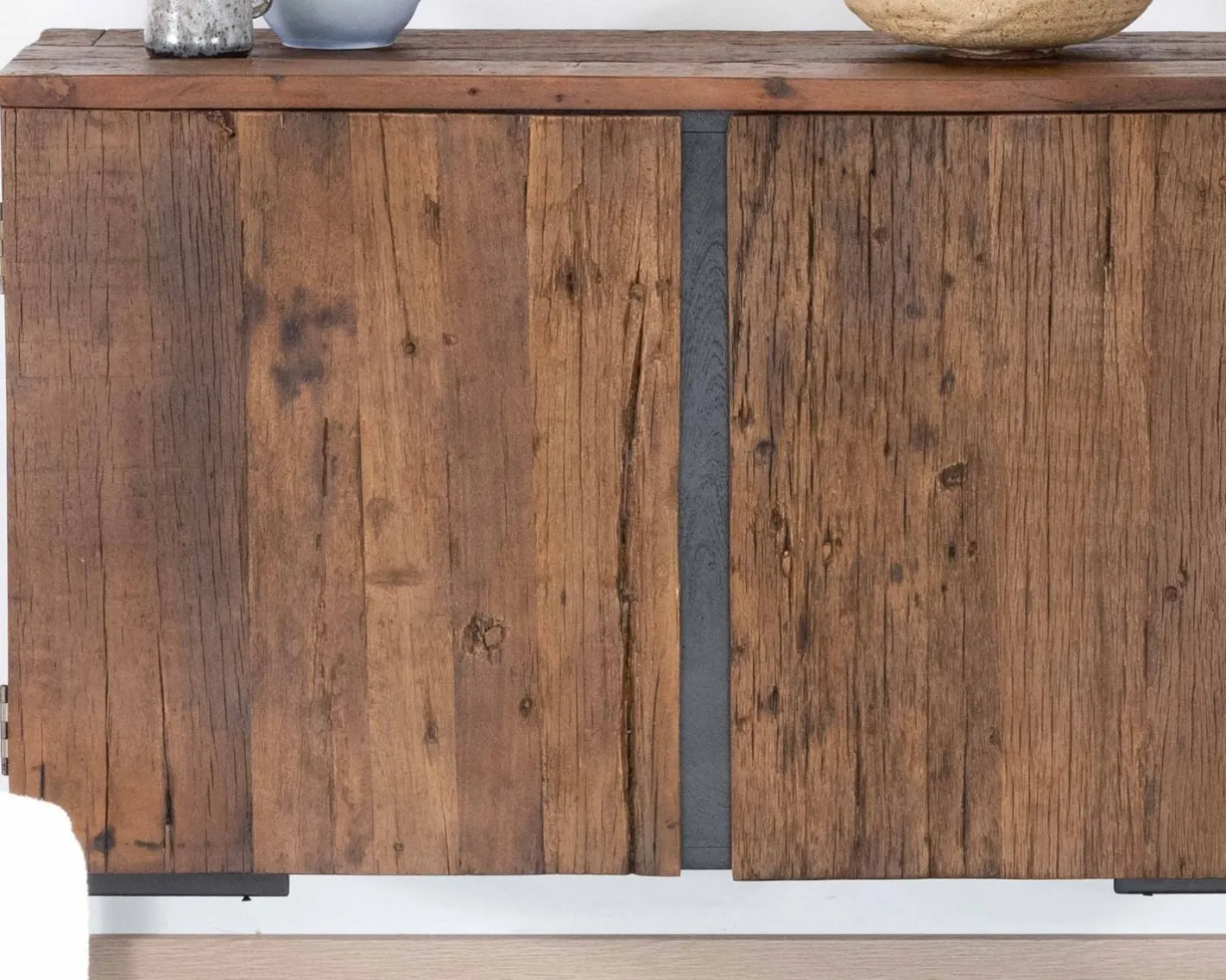 Outlet Buffet bas 2 portes style industriel rétro acacia et métal noir "Cachou Chic" Rangement|Buffet Et Bahut