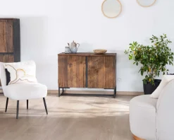 Outlet Buffet bas 2 portes style industriel rétro acacia et métal noir