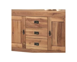 Sale Buffet bas rustique en chêne massif 2 portes 3 tiroirs "Lodge Casita" Buffet Et Bahut