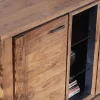 New Buffet contemporain 150cm en acacia 2 portes et étagères vitrées "Fantaisie" Buffet Et Bahut