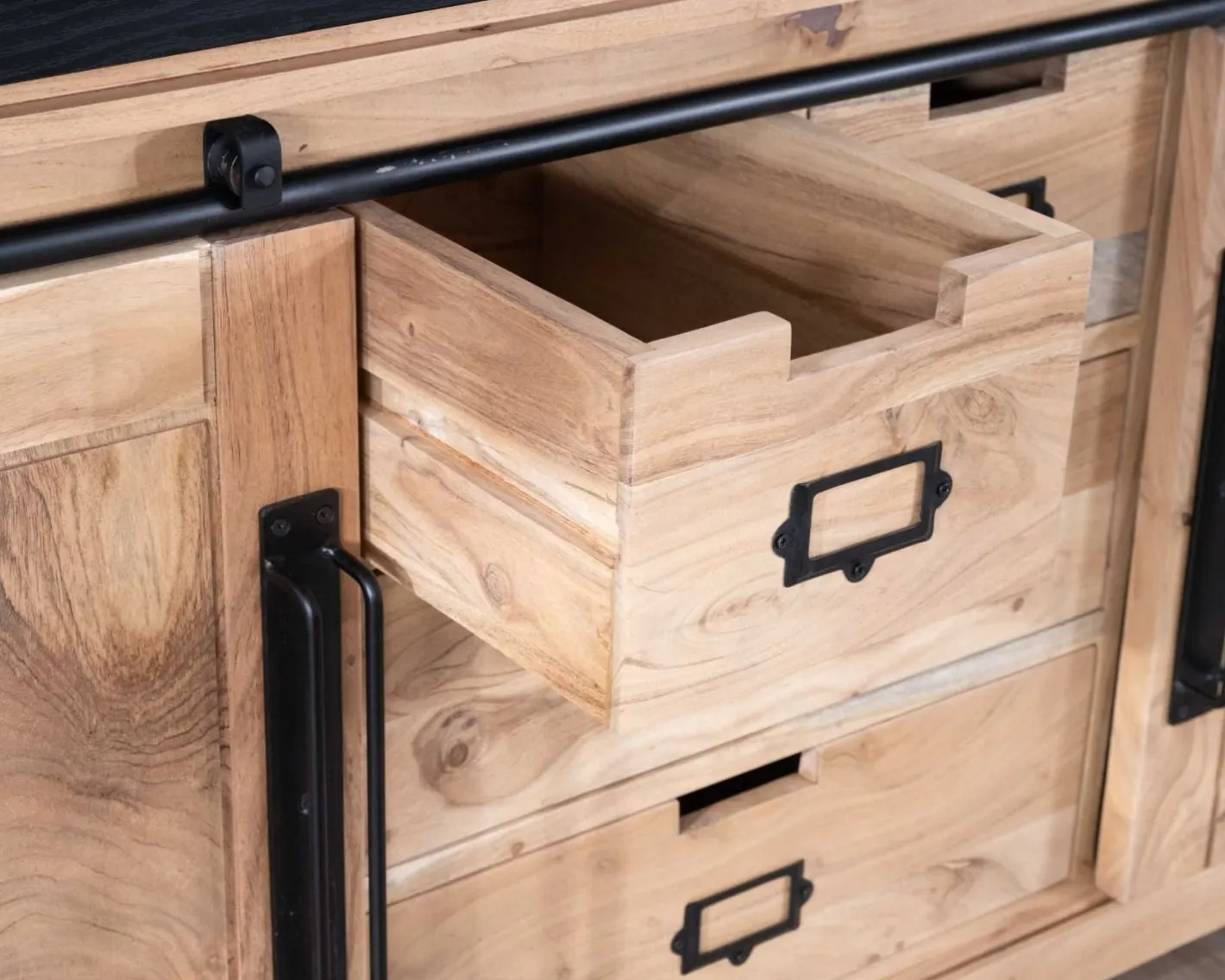Outlet Buffet de salle à manger industriel en métal et bois 190 cm "Montréal" Buffet Et Bahut