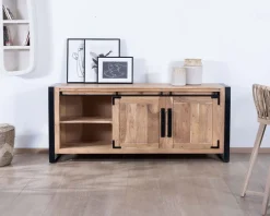 Outlet Buffet de salle à manger industriel en métal et bois 190 cm