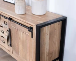 Outlet Buffet de salle à manger industriel en métal et bois 190 cm