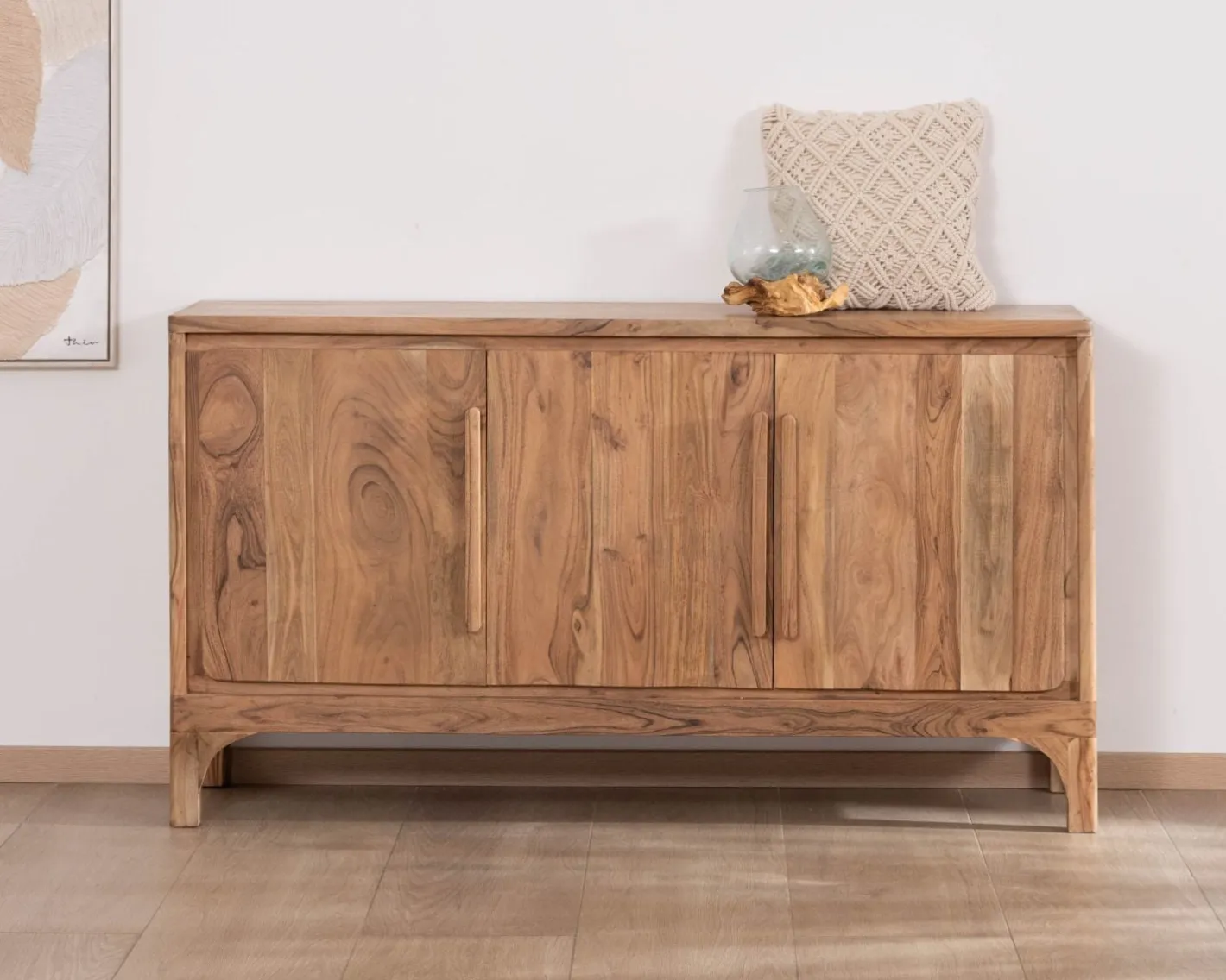 Outlet Buffet design épuré en acacia "Melody" 3 portes 145 cm Buffet Et Bahut