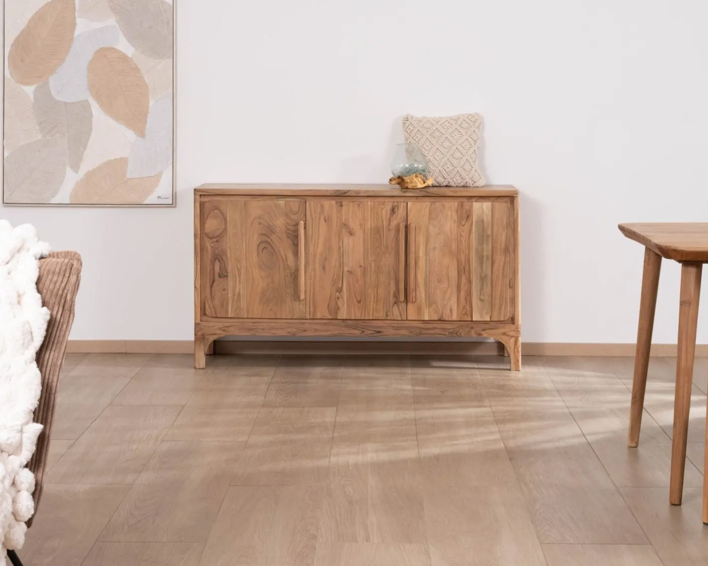 Outlet Buffet design épuré en acacia "Melody" 3 portes 145 cm Buffet Et Bahut