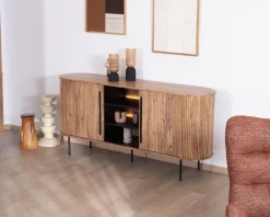 Online Buffet design rétro avec niches centrales "Bopee" avec éclairage LED Buffet Et Bahut