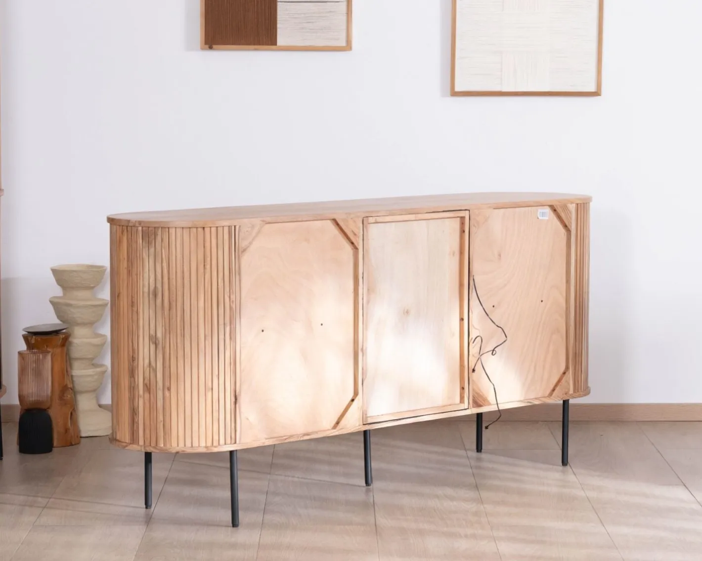 Online Buffet design rétro avec niches centrales "Bopee" avec éclairage LED Buffet Et Bahut