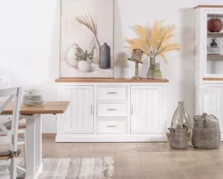 Best Buffet en acacia blanc 165cm et plateau naturel 