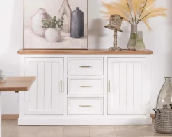 Best Buffet en acacia blanc 165cm et plateau naturel 