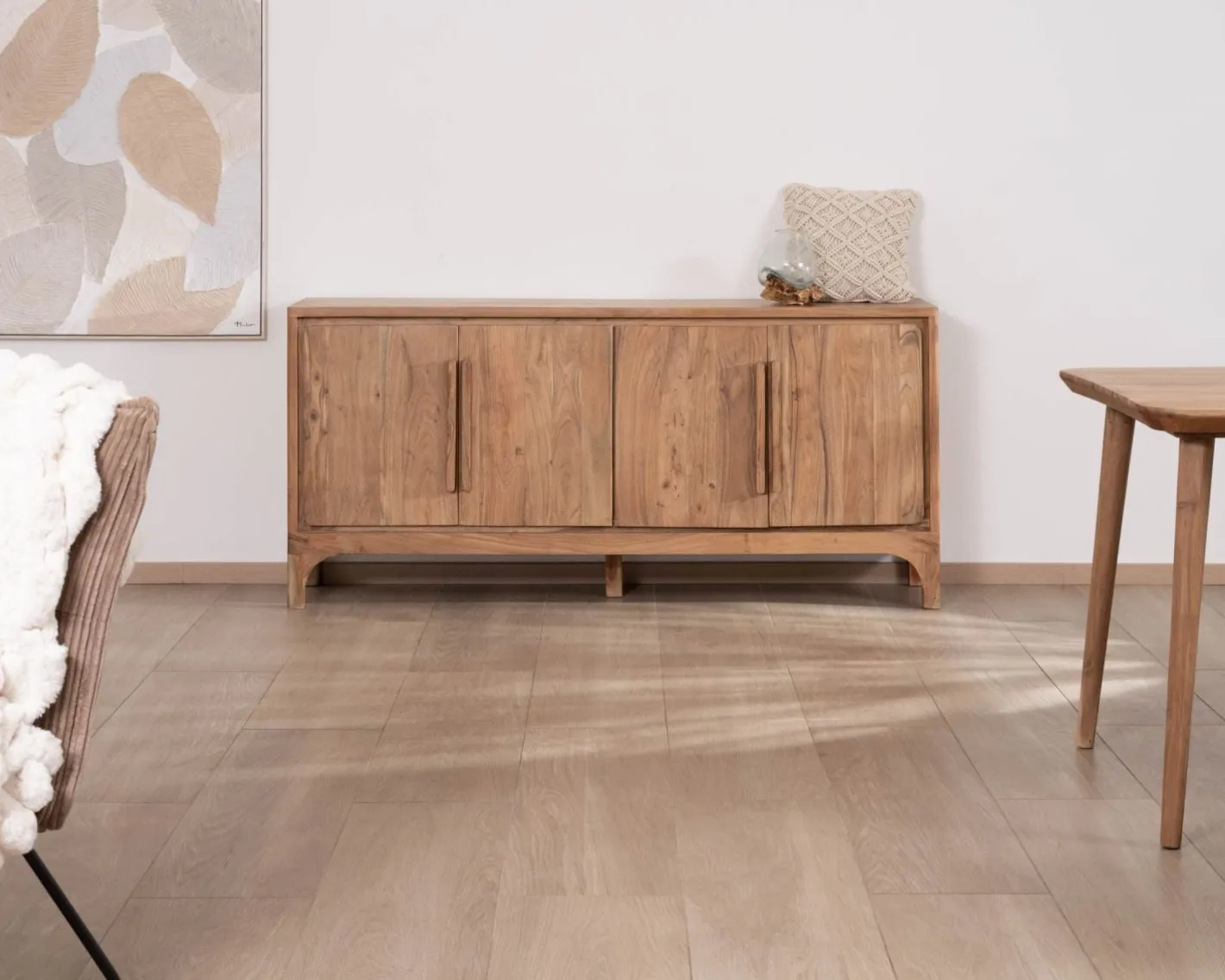 Clearance Buffet en acacia 4 portes style scandinave "Melody" 175 cm Buffet Et Bahut