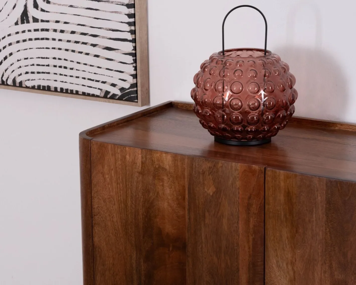 Clearance Buffet enfilade 4 portes 200 cm en manguier massif foncé "Malaké" style Japandi Buffet Et Bahut