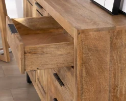 Outlet Buffet en manguier avec décor strié noir réversible 