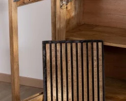 Outlet Buffet en manguier avec décor strié noir réversible 