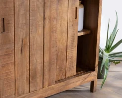 New Buffet haut 2 portes coulissantes en manguier massif "Aruna" style chaleureux Rangement|Buffet Et Bahut