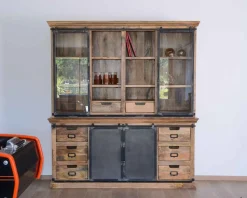 Outlet Buffet haut style atelier portes coulissantes métal bois massif
