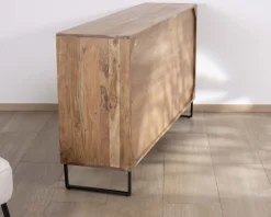 Outlet Buffet industriel 160 cm en acacia "Baltik" avec portes, tiroirs et niches Buffet Et Bahut