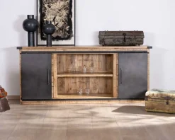New Buffet métal et bois 200cm portes coulissantes "Caractère" Buffet Et Bahut
