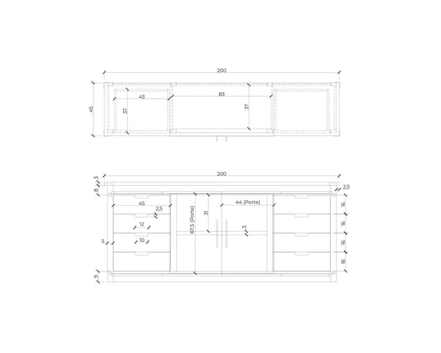 New Buffet métal et bois 200cm portes coulissantes "Caractère" Buffet Et Bahut