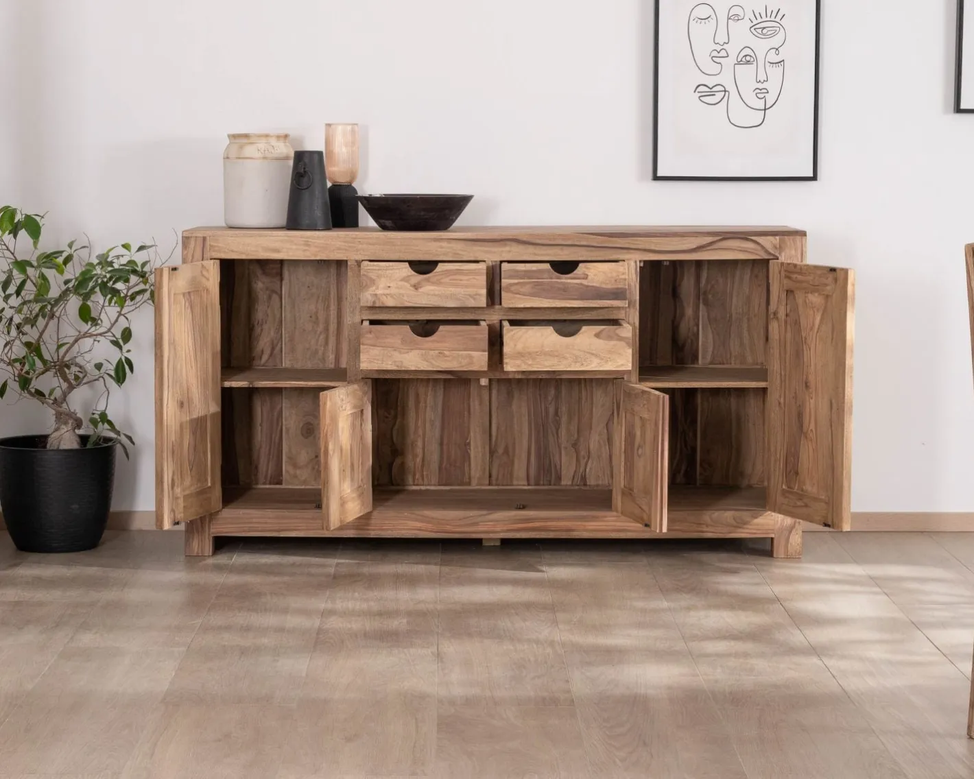 Buffet multi rangement 180 cm en palissandre "Kalanohé" Buffet Et Bahut