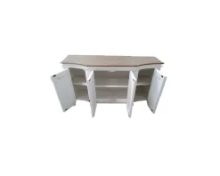 Clearance Buffet 4 portes blanc cassé vieilli plateau bois