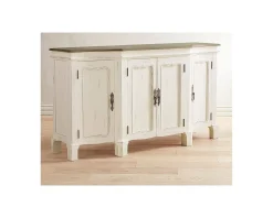 Clearance Buffet 4 portes blanc cassé vieilli plateau bois