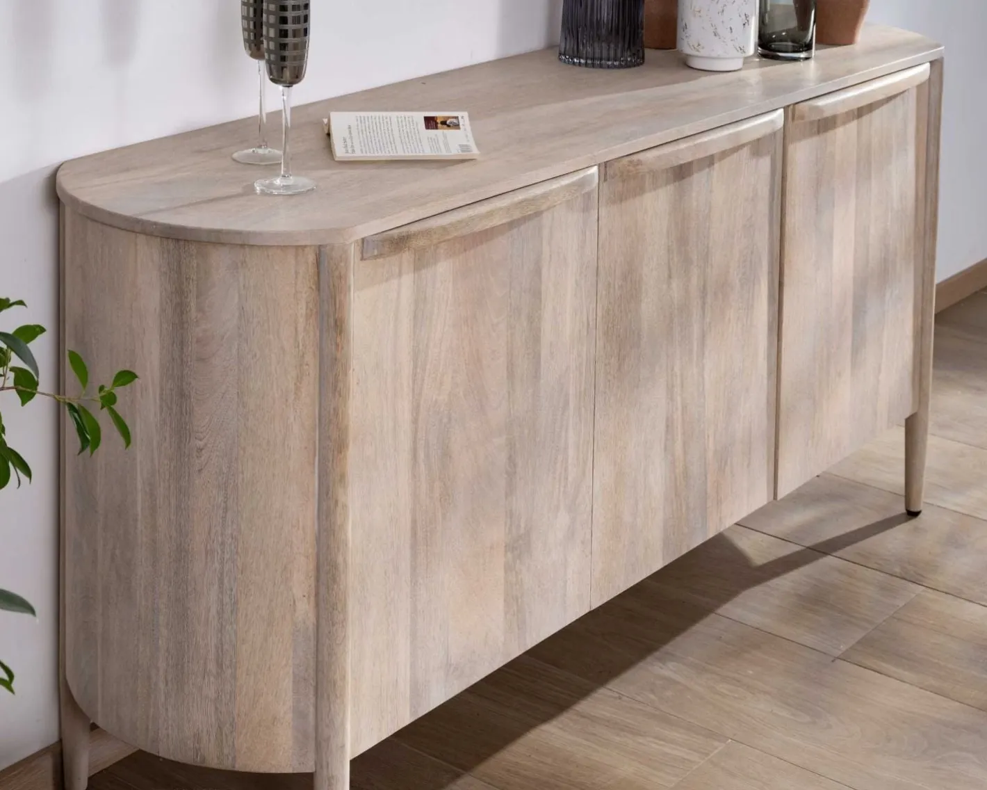Online Buffet 3 portes 175cm en manguier massif côtés arrondis "Manon" Buffet Et Bahut