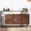 Online Buffet 3 portes design déstructuré en bois et métal "Crescendo" avec éclairage LEDs Buffet Et Bahut