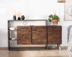 Online Buffet 3 portes design déstructuré en bois et métal "Crescendo" avec éclairage LEDs Buffet Et Bahut